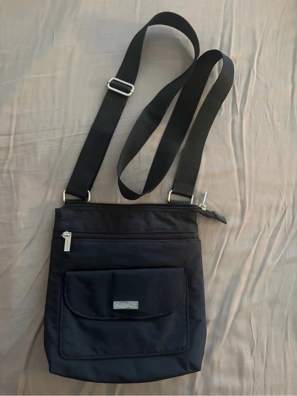 Everyday Black Crossbody Bag with Front Pocket